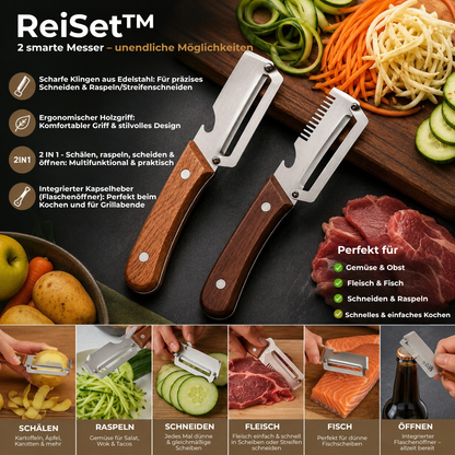 ReiSet™ - Multifunktionales Schäl- und Reibmesser im smarten Set!