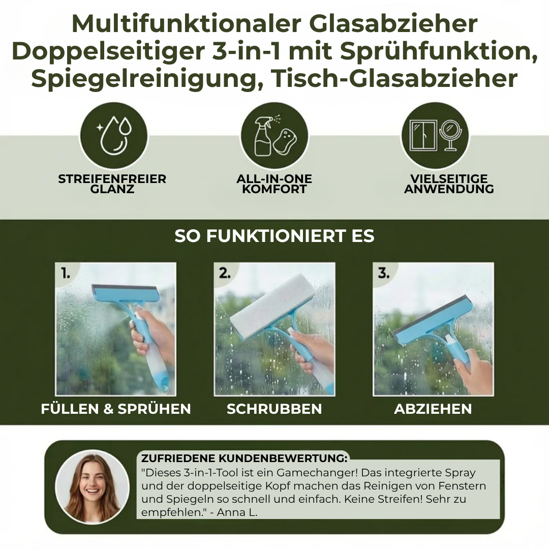 GlasKlar™ – Effektive 3-in-1 Reinigung für streifenfreie Fenster