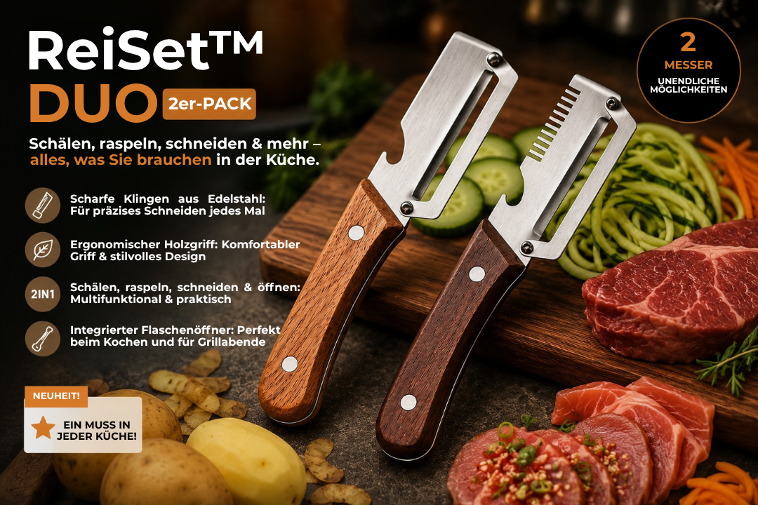 ReiSet™ - Multifunktionales Schäl- und Reibmesser im smarten Set!