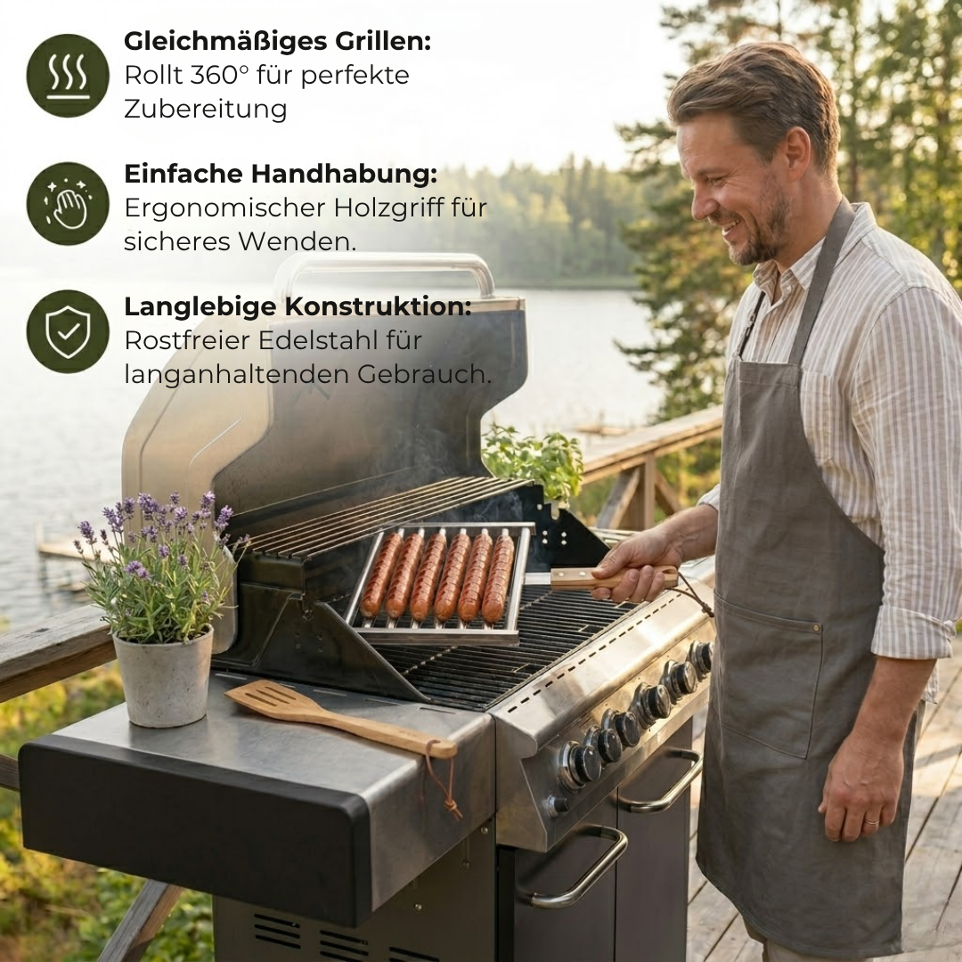 RollGrill™ - Perfekt gegrillte Würste — gleichmäßig und mühelos!