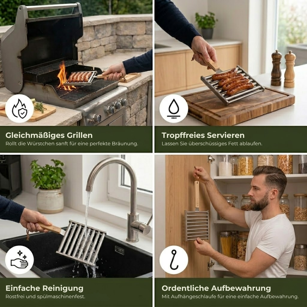 RollGrill™ - Perfekt gegrillte Würste — gleichmäßig und mühelos!