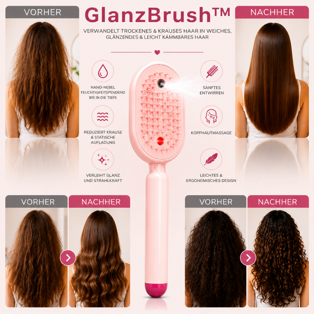 GlanzBrush™ - Schluss mit Frizz — weiches und glänzendes Haar auf Knopfdruck!
