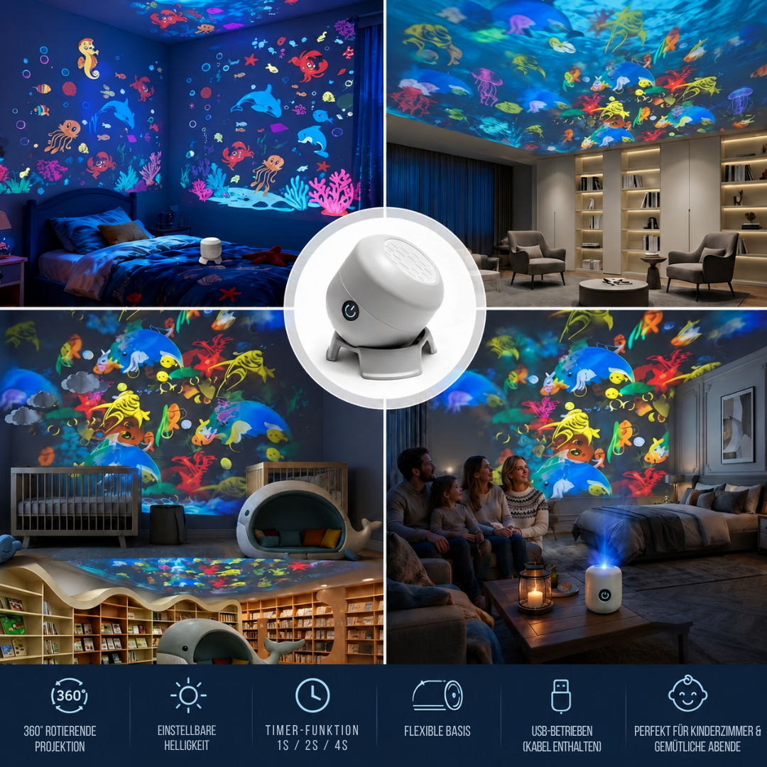 OceanGlow™ - Rotierendes LED-Licht das dein Zimmer ins Meer verwandelt!