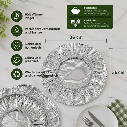 WärmDeckel™ - Wärmeisolierende Foliendeckel für Teller und Schüsseln jeder Größe!