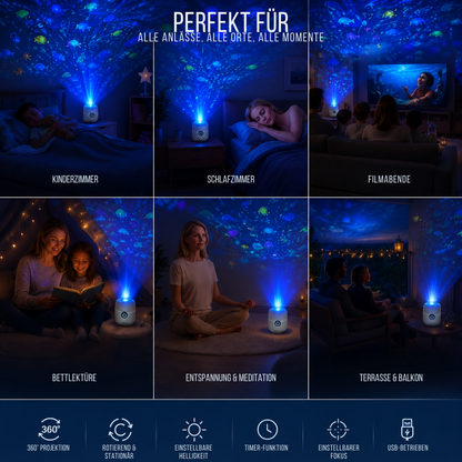 OceanGlow™ - Rotierendes LED-Licht das dein Zimmer ins Meer verwandelt!